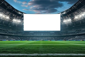 Empty electronic scoreboard at a football stadium