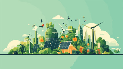 Modern flat infographic ecology concept. Green ener