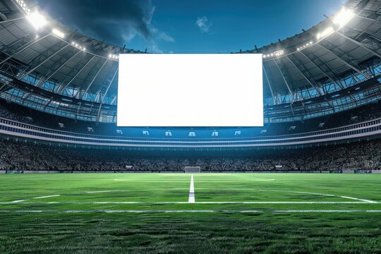 Empty electronic scoreboard at a football stadium