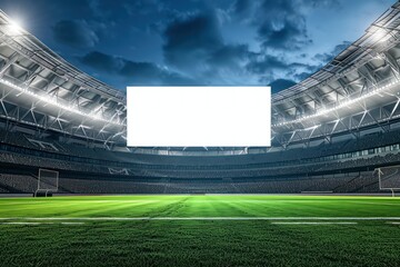 Empty electronic scoreboard at a football stadium
