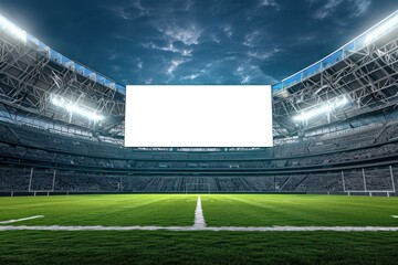 Empty electronic scoreboard at a football stadium