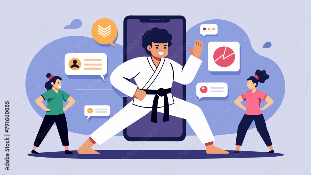 Poster a black belt student uses an app to create and share his own unique training routine with other mart