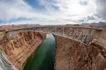 Unique fisheye lens view of the Navajo Bridges in Arizona