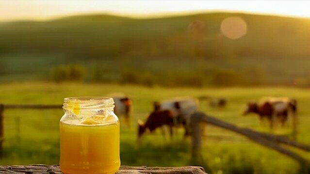 GHI oil in a jar. Selective focus.