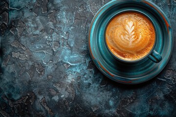 morning hot cup of coffee in the cafe table  professional advertising food photography
