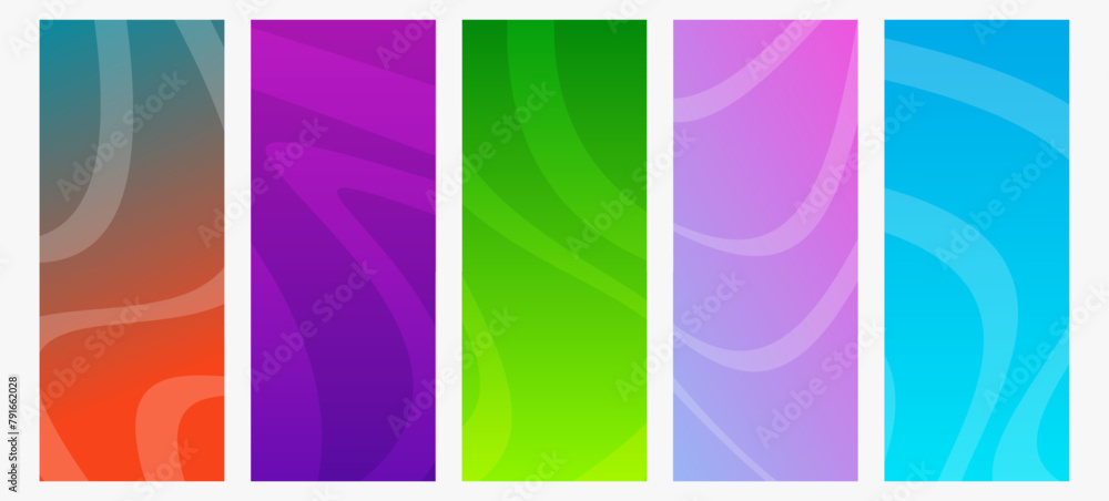 Poster set of modern gradient backgrounds with wave line