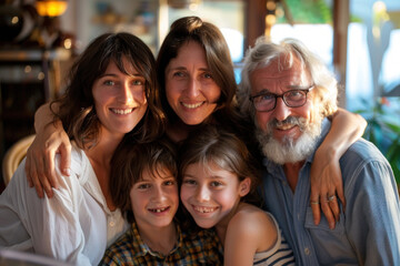 Fototapeta na wymiar Warm family portrait showcasing generational happiness.