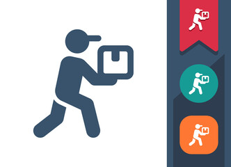 Delivery Man Icon. Courier, Box, Parcel