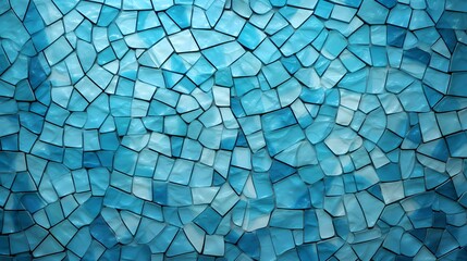 Top View of an abstract cyan Glass Mosaic Texture. Artistic Background