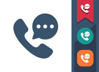 Phone Call Icon. Telephone, Handset, Call Center, Customer Service, Chat Bubble