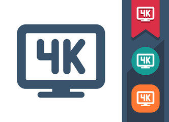 TV Icon. Television Screen, Flat Screen TV, 4K