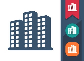 Naklejka premium Buildings Icon. City, Apartment Building, Office Building, Skyscrapers