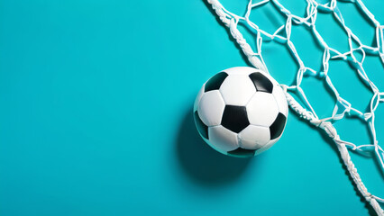 Fototapeta premium soccer ball flying into the net. winning goal. close-up. soccer game.