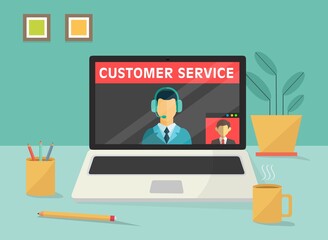 Call center e servizio clienti su laptop - illustrazioni CUSTOMER SERVICE 