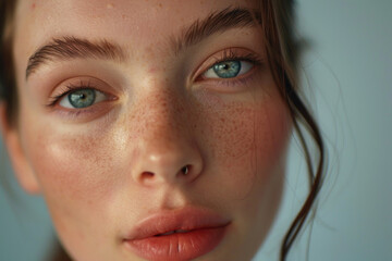 Fototapeta premium A step-by-step skincare routine demonstration with a fresh-faced model.