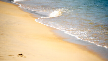 sea ​​and sandy beach in sunlight in