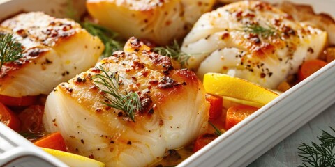 Fresh dish of scallops, carrots, and zesty lemons. Perfect for seafood lovers