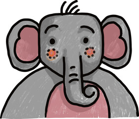 Hand drawn cartoon cute little elephant 