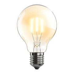 Luminous light bulb, Lit tungsten light bulb highlighted on a transparent background.