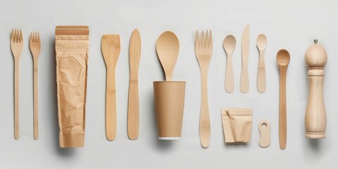 Collection of various wooden utensils and spoons, ideal for kitchen or cooking concepts