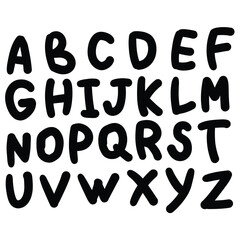 Hand drawn doodle set of letters isolated on white background. Alphabet for Children's Books and Toys, Early Childhood Education. Typographic content for children.