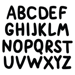 Hand drawn doodle set of letters isolated on white background. Alphabet for Children's Books and Toys, Early Childhood Education. Typographic content for children.