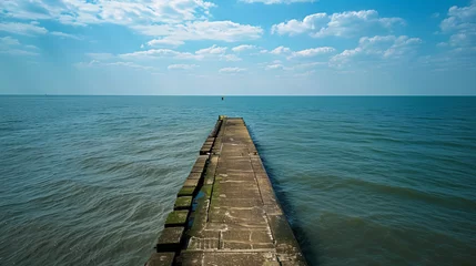 Peel and stick wallpaper North sea, Netherlands A pier leading into the North Sea in the Netherlands 