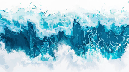 Meer Welle Wasserfarben Wasser Ozean Surfen Windig Wetter Vektor - obrazy, fototapety, plakaty