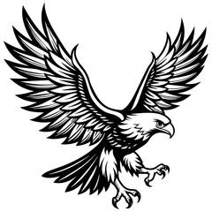 eagle with wings vector art illustration