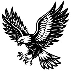 eagle with wings vector art illustration