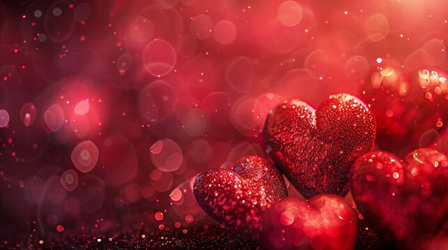 Valentine's day wallpapers hd. A blurred image of hearts on a dark background.