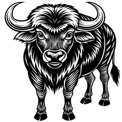illustration of a bull vector art silhouette 