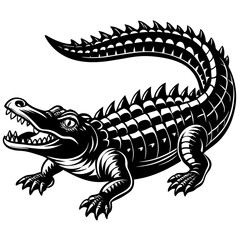 Crocodile on white background vector art silhouette 