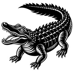 Crocodile on white background vector art silhouette 