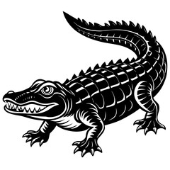 Crocodile on white background vector art silhouette 