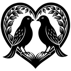birds on a branch love birds vector art silhouette 