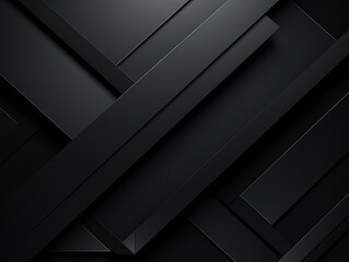 Black background with geometric shapes and shadows, creating an abstract modern design for corporate or technology-inspired designs