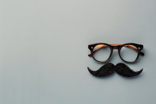Glasses and mustache props on a table, perfect for photo booth events - Powered by Adobe