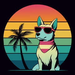 dog on the beach t shirt vector