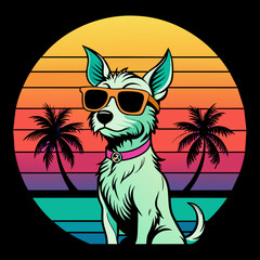 dog on the beach t shirt vector