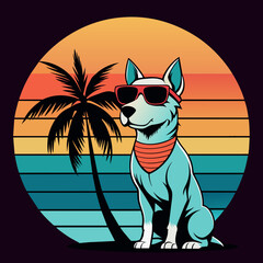 dog on the beach t shirt vector