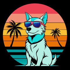 dog on the beach t shirt vector