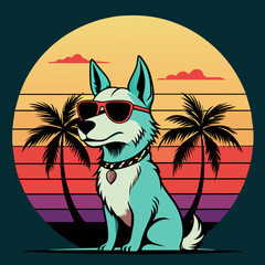 dog on the beach t shirt vector