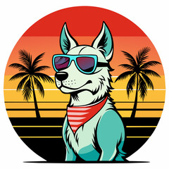 dog on the beach t shirt vector