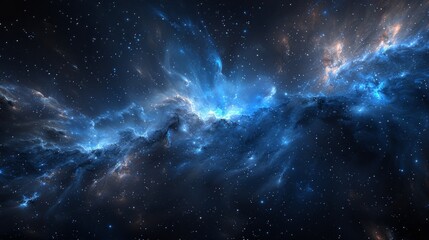 Stunning Cosmic Landscape with Vibrant Blue Nebula