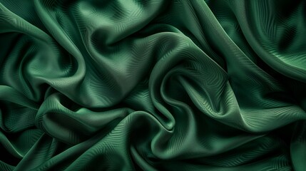 Fototapeta premium Textured Emerald Green Silk Fabric Waves
