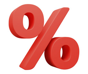 3d red sign percent discount on isolated background. Voucher gift. Vector illustration.