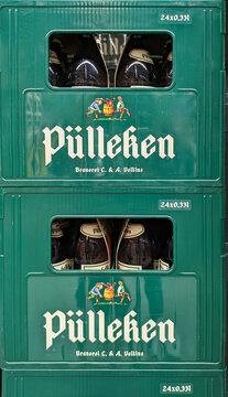Pülleken beer - a tasty light beer from the Veltins brewery on the shelf of a supermarket in Berlin, April 22, 2024