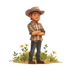 Farmer, flat illustration isolated on a white background