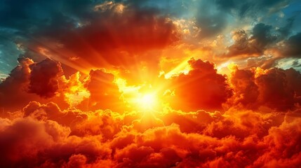 Fototapeta premium Stunning Sunrise Over Clouds With Warm Color Gradient